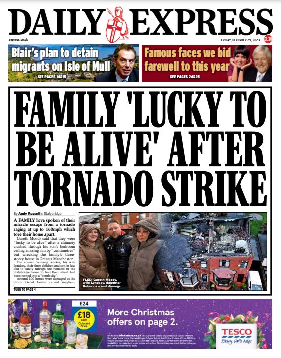 Manchester tornado leaves family safe amid chaos and damage 