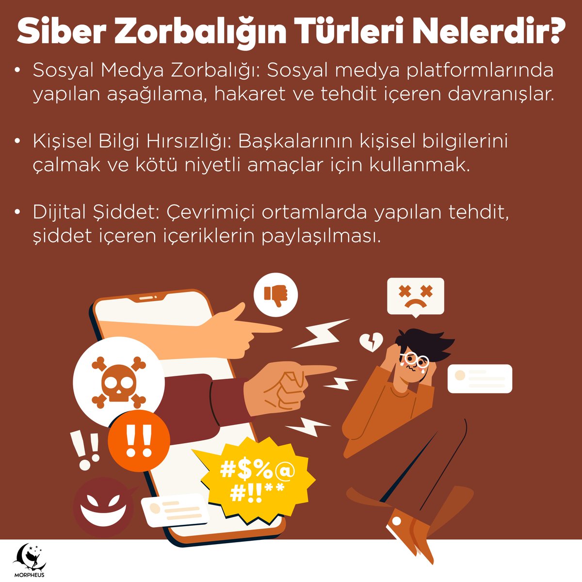 Morpheus_ajans's tweet photo. Siber Zorbalığın Türleri Nelerdir?
#zorbalık #siber_zorbalık #sosyal_medya_zorbalığı #cbü https://t.co/zdpc0wlOM4