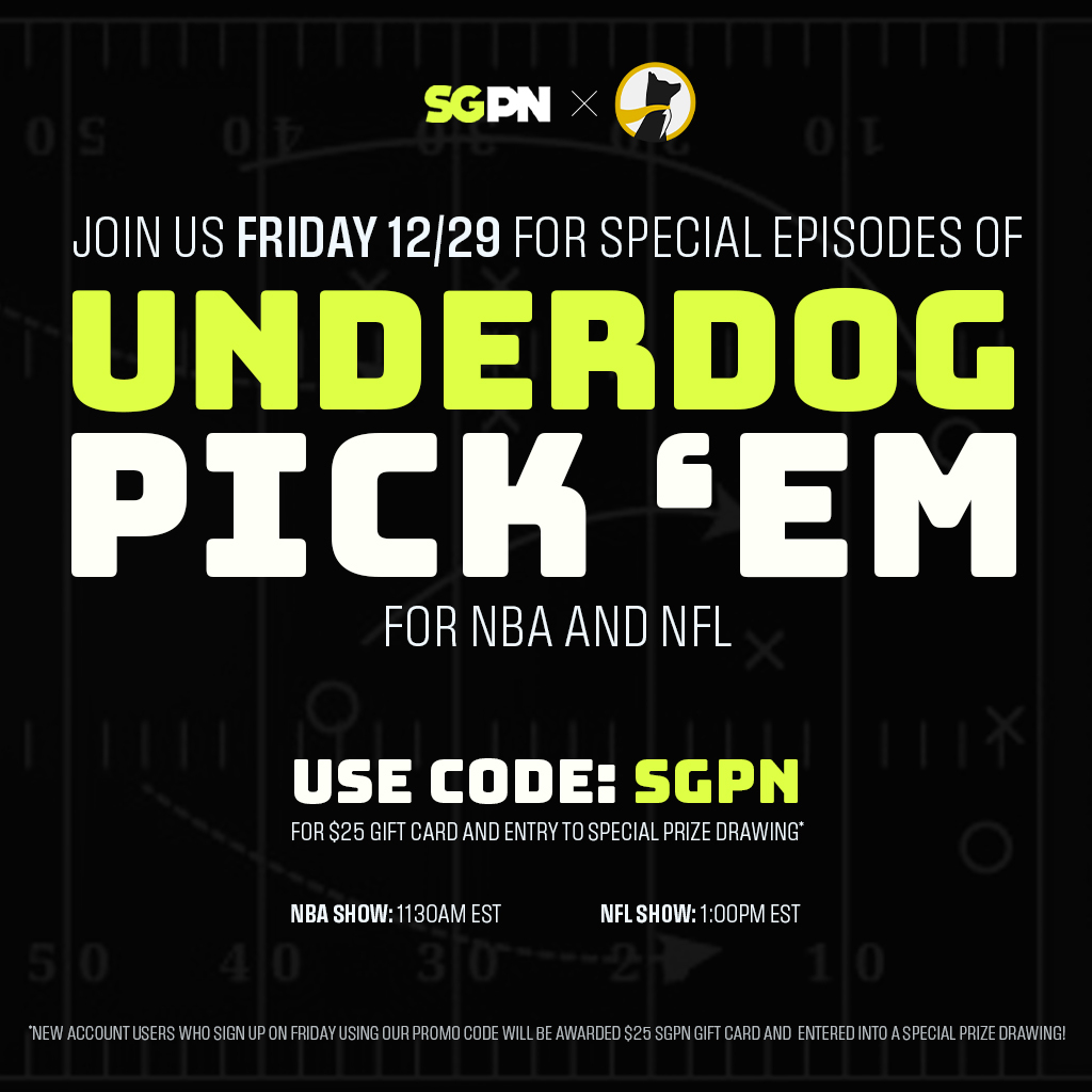 ThePropcastSGPN's tweet photo. The Propcast will be doing a special @UnderdogFantasy @UnderdogPicks episode putting together entries for every game on the #NFL Week 17 schedule! The guys will be joined by special guests to put together entries! Also, tons of prizes will be given away to new account users! https://t.co/4SAoFMYqZp