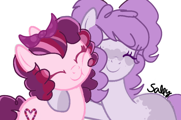 “Good Job Lil Sis You did great!”

Characters: Sugar Cane &amp; Soft Pop. (Siblings)

Parents: Pinkie Pie &amp; Sugar Belle.

(MLP NEXT GEN AU)

Ships: 0

Suger cane is the lil sister.
Soft Pop is the big sister.

Designs by: 6-fingers-lovers Deviantart.