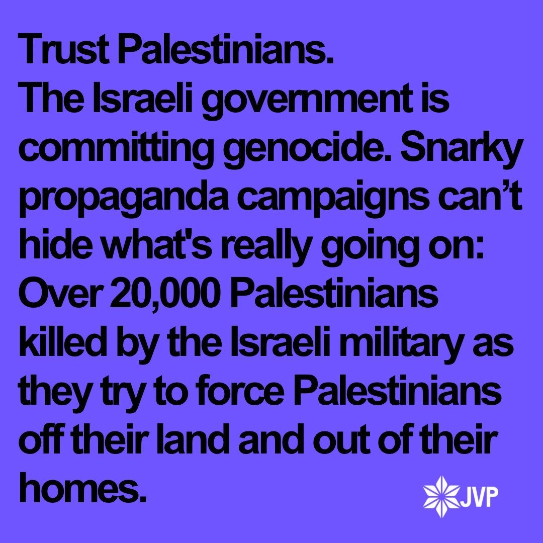 jvplive's tweet photo. Zionist orgs like JewBelong &amp; others that support the Israeli government’s propaganda, work to dehumanize Palestinians and justify the Israeli government's attacks on Palestinians. We know the truth, and we know that the ongoing genocide of Palestinians can never be justified. https://t.co/FOF7yJ8cbV