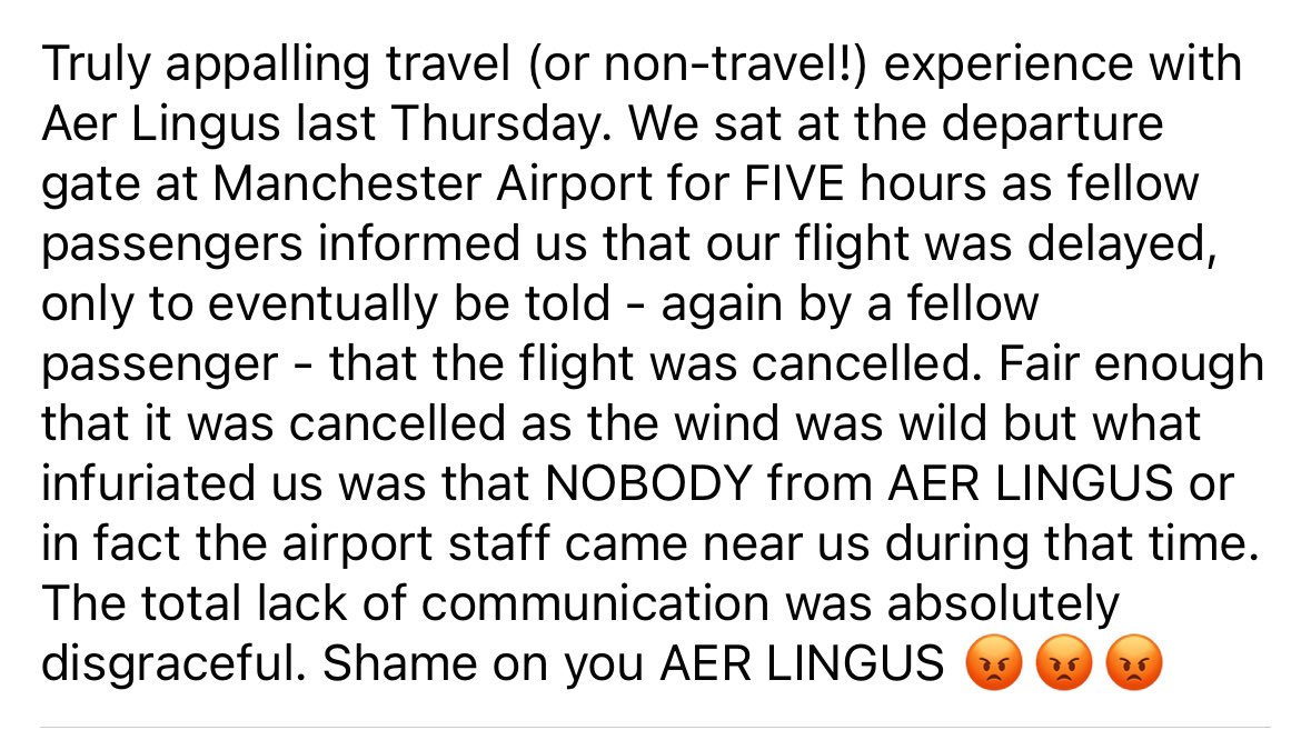 Shame on you <a href="/AerLingus/">Aer Lingus</a> My friend doesn’t use this platform of social media so I have posted this for her.