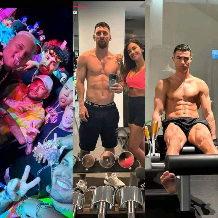 Postagens de fim de ano de Neymar, Messi e CR7.