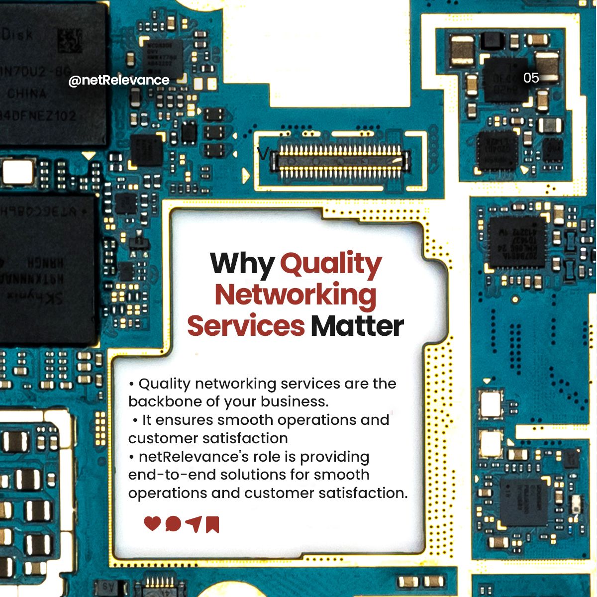 netrelevance's tweet photo. Explore the information below to see how our services can help elevate your business.
 
#TechnologySolutions #NetworkingServices #ITInfrastructure #netRelevance #InnovationInProgress https://t.co/tflsMJEfwl