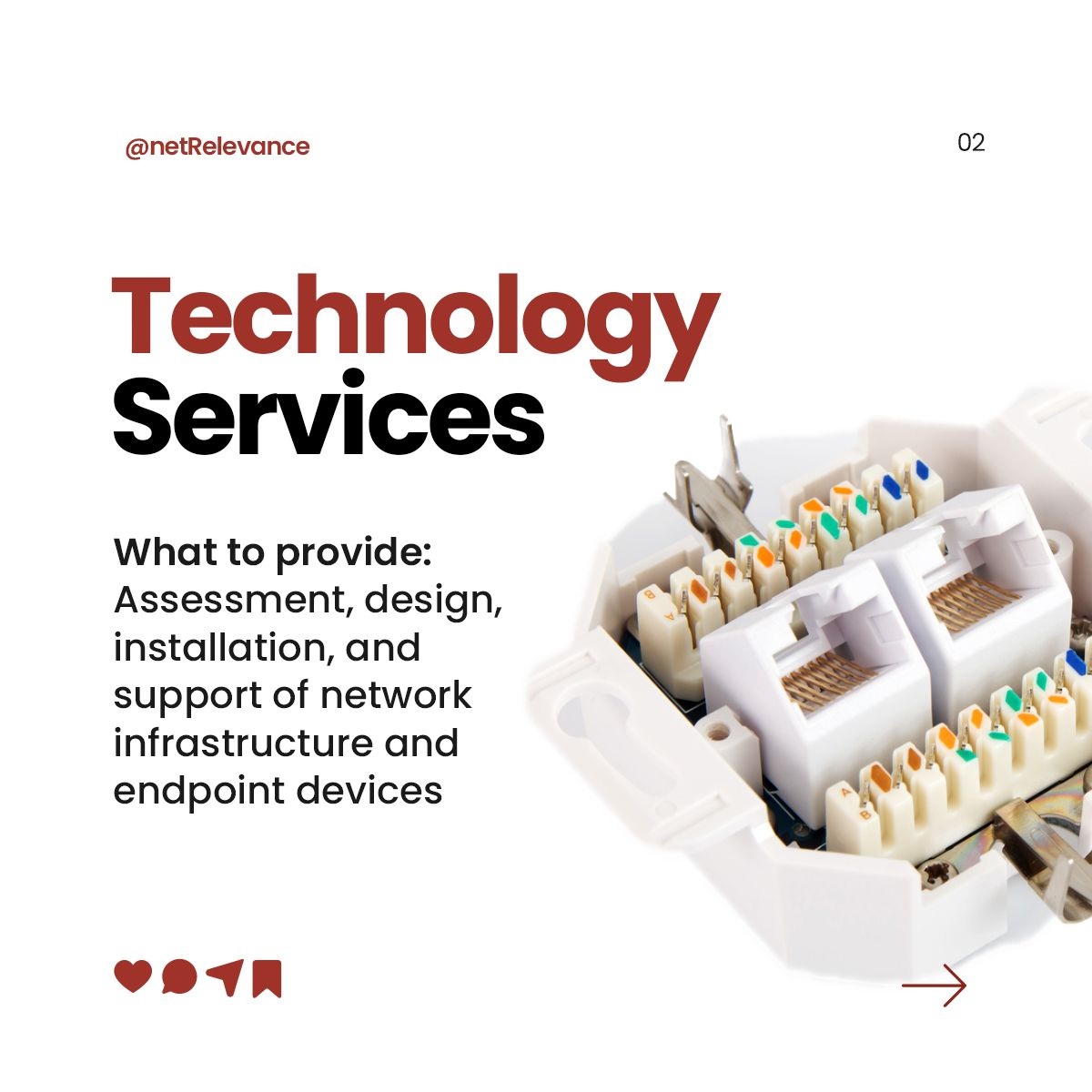 netrelevance's tweet photo. Explore the information below to see how our services can help elevate your business.
 
#TechnologySolutions #NetworkingServices #ITInfrastructure #netRelevance #InnovationInProgress https://t.co/tflsMJEfwl