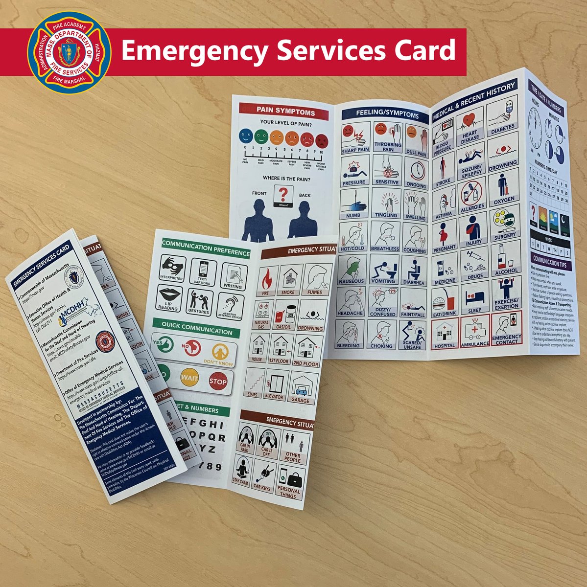 Massachusetts Department of Fire Services (@massdfs) on Twitter photo The <a href="/MassCDHH/">Mass Commission for the Deaf and Hard of Hearing</a>, <a href="/MassDPH/">Mass. Public Health</a> #OEMS, and DFS collaborated on an Emergency Services Card to help #Firefighters, #EMS, and people who are #Deaf or #HardOfHearing communicate during an emergency. Download a hi-res PDF: ow.ly/6c0C50KWRFW The <a href="/MassCDHH/">Mass Commission for the Deaf and Hard of Hearing</a>, <a href="/MassDPH/">Mass. Public Health</a> #OEMS, and DFS collaborated on an Emergency Services Card to help #Firefighters, #EMS, and people who are #Deaf or #HardOfHearing communicate during an emergency. Download a hi-res PDF: ow.ly/6c0C50KWRFW