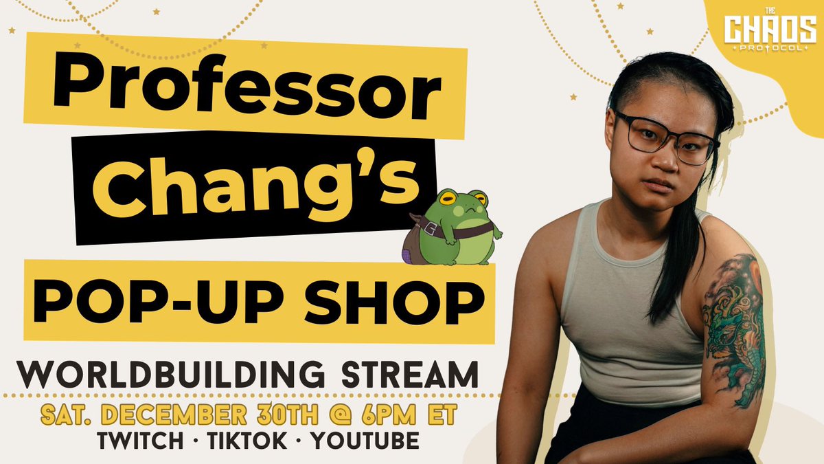 Presenting Professor Chang’s Pop-Up Shop: a new casual stream series where I talk ’til I wanna stop! ✨ My first topic is worldbuilding for Arc Two of #TheChaosProtocol: diasporic xianxia, court intrigue, & non-Eurocentric historical fantasy! Sat 12/30 6pm ET @TransplanarRPG 🐲