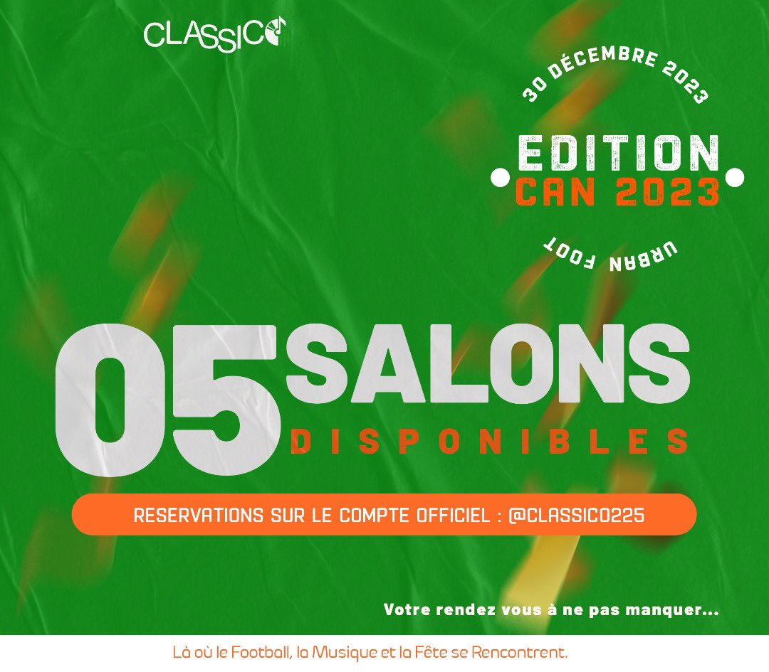 Classico225's tweet photo. Pour tous ceux qui désirent avoir un salon au #Classico225 venez en DM, on a de bons plans pour vous 🫵🏾 https://t.co/PtP59XIer2