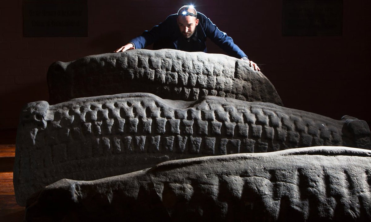 The Govan Stones 🛡👑 (@govanstones) on Twitter photo A stunning photograph from 2014 by Murdo MacLeod for the <a href="/guardian/">The Guardian</a>.
The image is of our own Frazer Capie with the <a href="/GovanStones/">The Govan Stones 🛡👑</a> Viking-Age hogbacks from the lost early-medieval Brittonic Kingdom of Strathclyde. A stunning photograph from 2014 by Murdo MacLeod for the <a href="/guardian/">The Guardian</a>.
The image is of our own Frazer Capie with the <a href="/GovanStones/">The Govan Stones 🛡👑</a> Viking-Age hogbacks from the lost early-medieval Brittonic Kingdom of Strathclyde.