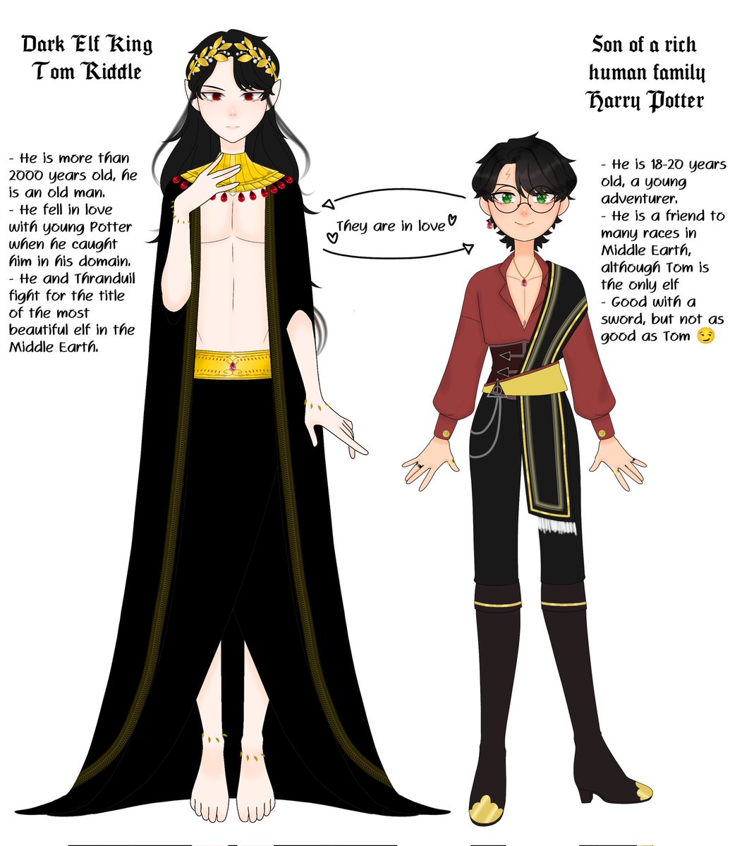 Dandepansy1's tweet photo. Tomarry but with a dark elf and an adventurous human ✨
This happened because of the concept of a Lord of the Rings AU ☺️
#Tomarry #TomRiddle #HarryPotter #TMHP https://t.co/DXC1OFQYib