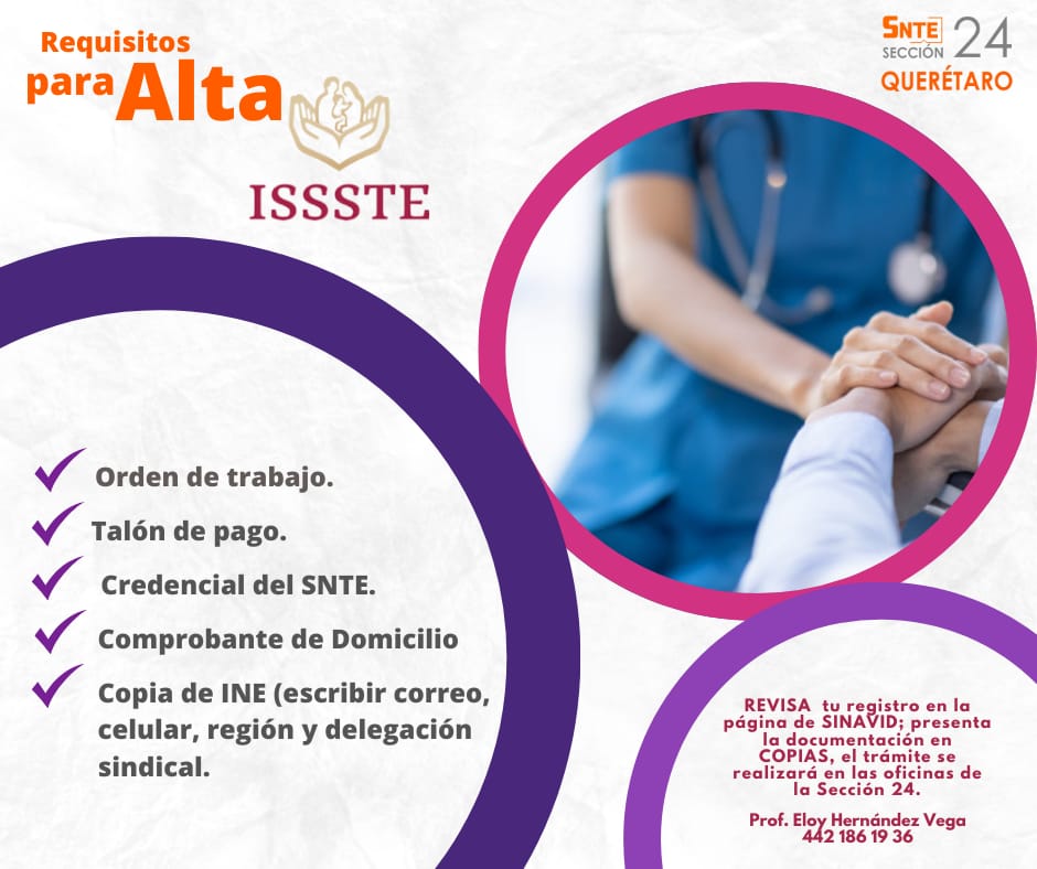 ¿Conoces a alguna compañera o compañero que aún no esté dado de alta en el ISSSTE?

#SNTE #Sección24 #UnoSomosTodos #TodosSomosUno
#YoSoySNTE
#OrgullosamenteSNTE