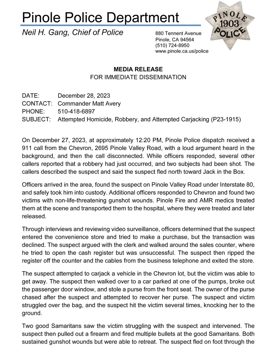 Pinole PD tweet media