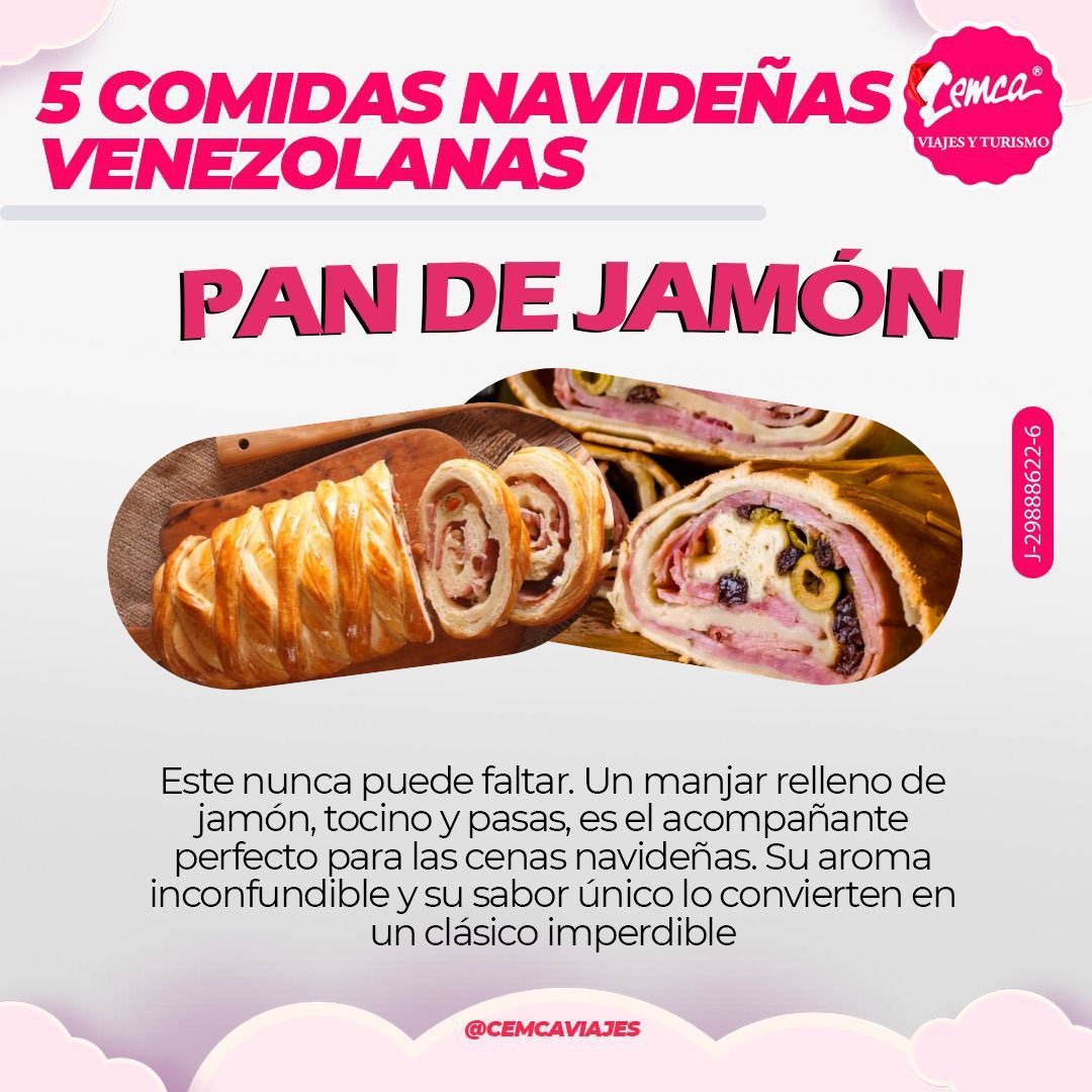 CemcaViajes's tweet photo. ¡Navidad y sus delicias! 🎄

En Venezuela, durante la época navideña, aparecen muchos platillos deliciosos 🤤🤤

Por eso, aquí les dejamos 5 comidas frecuentes en las mesas de las familia venezolanas durante la Navidad 🎊🍾 https://t.co/COX0j5k9mc
