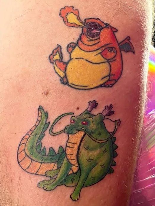 zerodragon's tweet photo. Traguizard (buscando autor) y Cheemlong (autor: @donyzamorano) Sin duda los 2 tattoos que tengo que más dan de que hablar xD me encantan https://t.co/sgI0bhWClW