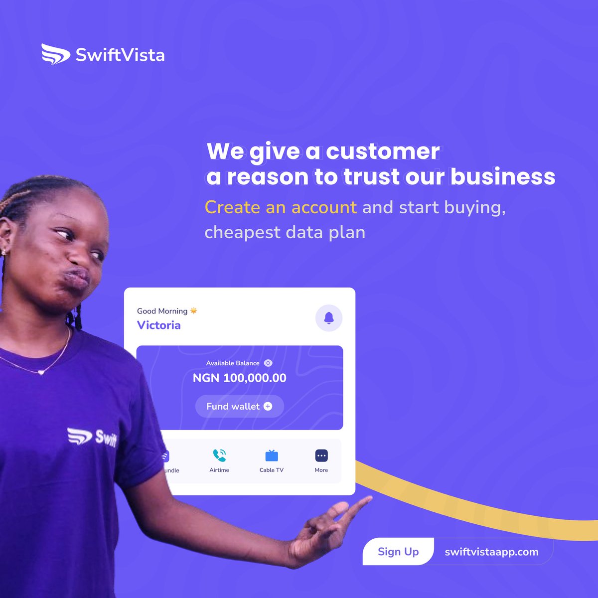 swiftvistaNG's tweet image. Trust built on reliability! 🤝 At swift vista limited, we prioritize transparency, security, and exceptional service. Our commitment to your satisfaction is unwavering, giving you every reason to trust us. Your confidence is our greatest reward.💼🔒 #TrustworthyService #Customer
