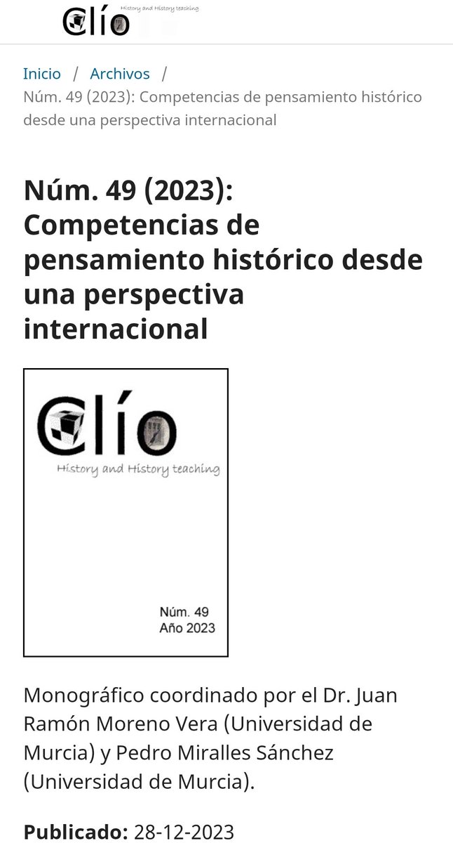 dsobrino's tweet photo. Publicado el Núm. 49 (2023): Competencias de pensamiento histórico desde una perspectiva internacional https://t.co/14o1T2Ybvd https://t.co/liOA6OIGx0