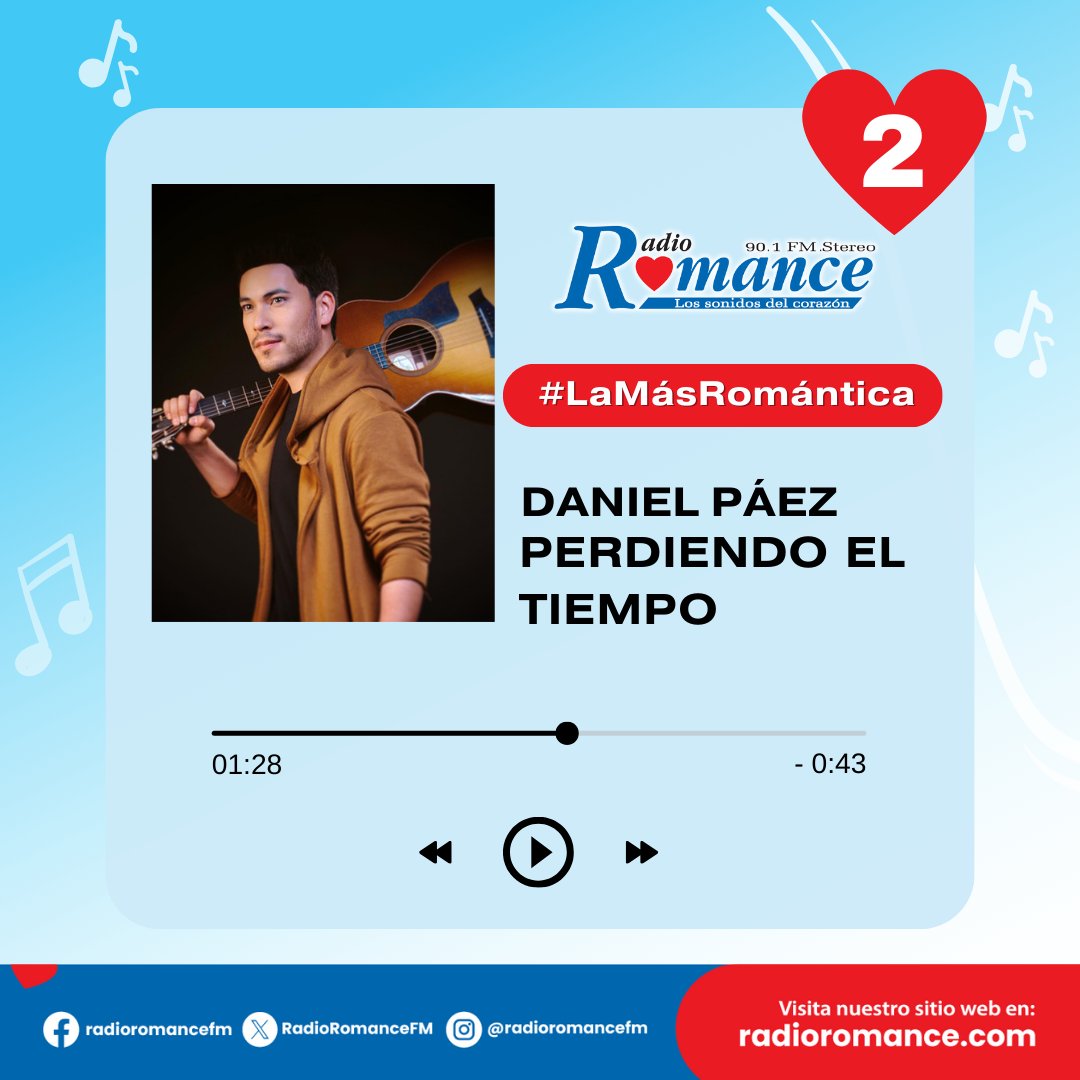 Casillero 2 #LaMásRomántica del  #TopRomantico2023
Daniel Páez
#PerdiendoElTiempo