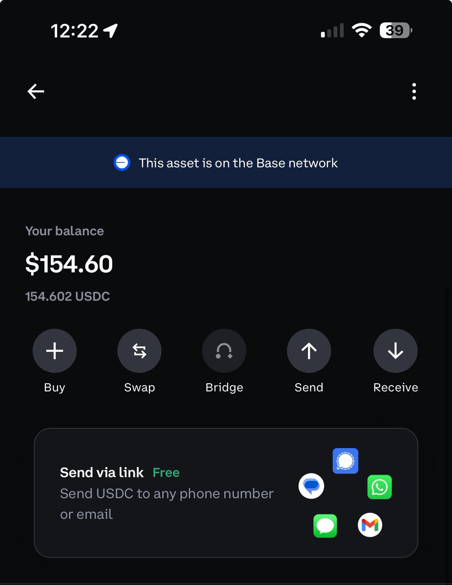 mwturetzky's tweet image. Really digging @CoinbaseWallet’s send by link feature. Super easy to use. 1/ open wallet. 2/ go to your USDC on @base. 3/ click send via link. That’s it! 

While you’re at it, click “collect and learn: the future of wallets” and you can mint @chintanturakhia’s podcast. 🎧