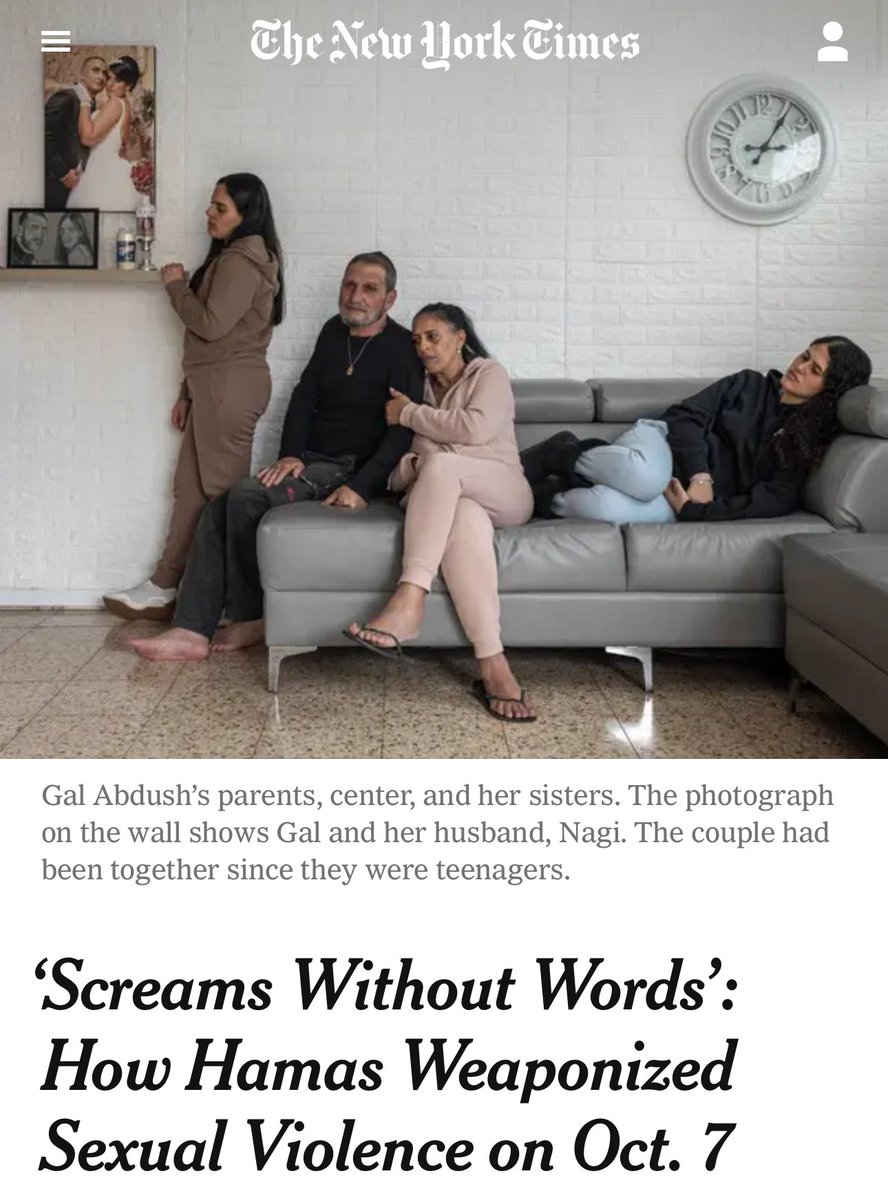 Undeniable evidence and multiple verified accounts of Hamas brutal rape on October 7th, confirmed by the New York Times: 

The first victim she said she saw was a young woman with copper-color hair, blood running down her back, pants pushed down to her knees. One man pulled her