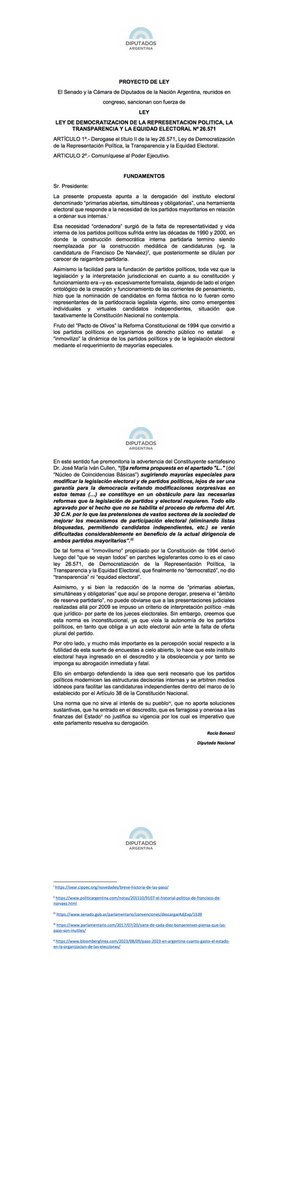 RocioBonacci's tweet photo. 👉🏻Este 26 de Diciembre, presenté dos proyectos de mi autoría. Uno es directamente para eliminar las PASO, un mecanismo que a nuestro país sólo le hace perder plata, y a ciudadanos perder la paciencia y el tiempo que es lo más valioso que tenemos. Y el segundo proyecto es una modificación para los partidos políticos, en donde se va a tener en cuenta la calidad de los afiliados por encima de la cantidad, lo que va a darle mayor transparencia y personalización a las estructuras partidarias. 
Esto va en correlación con el recientemente presentado proyecto Ley de Bases 👇🏻