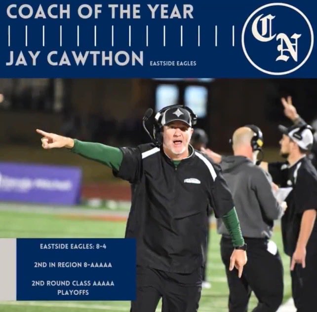 It’s truly a honor to be ⁦@CovNewsSports⁩ Coach of the year. This is all possible with GREAT players, GREAT assistant coaches, and unbelievable support from Eagle Nation! Thank you! #WeBleedGreen# OurStandard