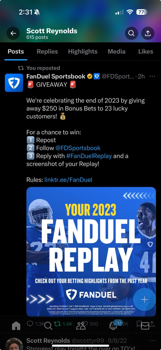 scottyr09's tweet photo. @FDSportsbook 
#fanduelreplay https://t.co/8kl6GbFzjN