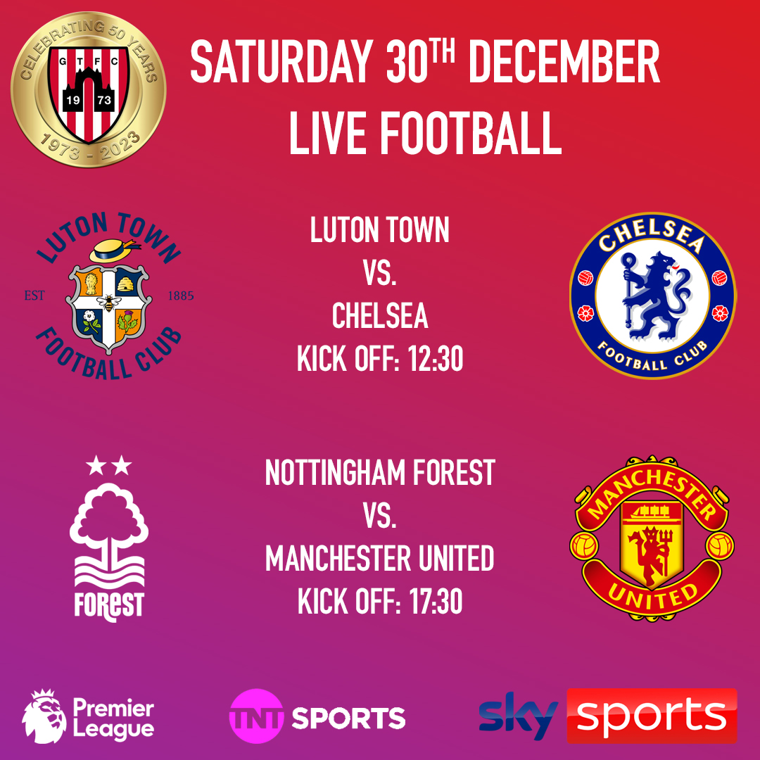 guistownfc's tweet photo. 𝗙𝗜𝗡𝗔𝗟 𝗚𝗔𝗠𝗘 𝗢𝗙 𝟮𝟬𝟮𝟯
Join us on Saturday for our final home game of 2023 as we welcome @westaucklandfc to the KGV.

The bar will be open from 12 showing live football so why not join us early for Luton Town v Chelsea with Nottingham Forest v Man United at 17:30 https://t.co/9NbxJoUF8y