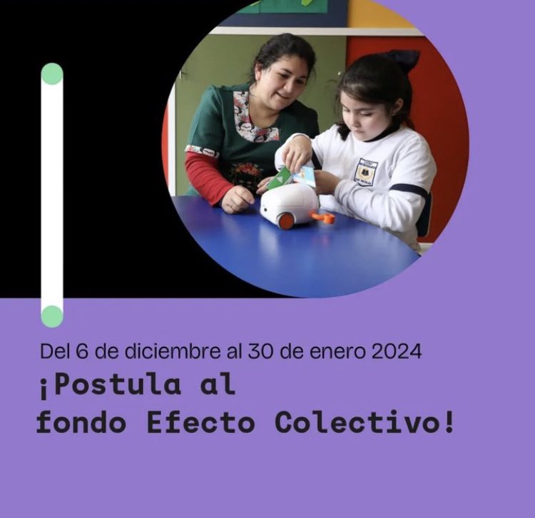 Sabemos que en las escuelas de todo 🇨🇱 se están desarrollando #InnovacionesEducativas que están cambiando las vidas de nuestros niñ<a href="/s/">『S』</a> y jóvenes. 
¡Y queremos que éstas puedan impactar mucho más!

¡Postula al fondo #EfectoColectivo
efectocolectivo.org