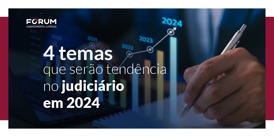 Alguns dos assuntos que dominaram 2023 continuarão na pauta do judiciário em 2024. Outros temas, embora não sejam novidade no campo do Direito, desafiarão os profissionais e agentes públicos em geral diante de novos mecanismos disponíveis. 
Confira: editoraforum.com.br/noticias/4-tem…