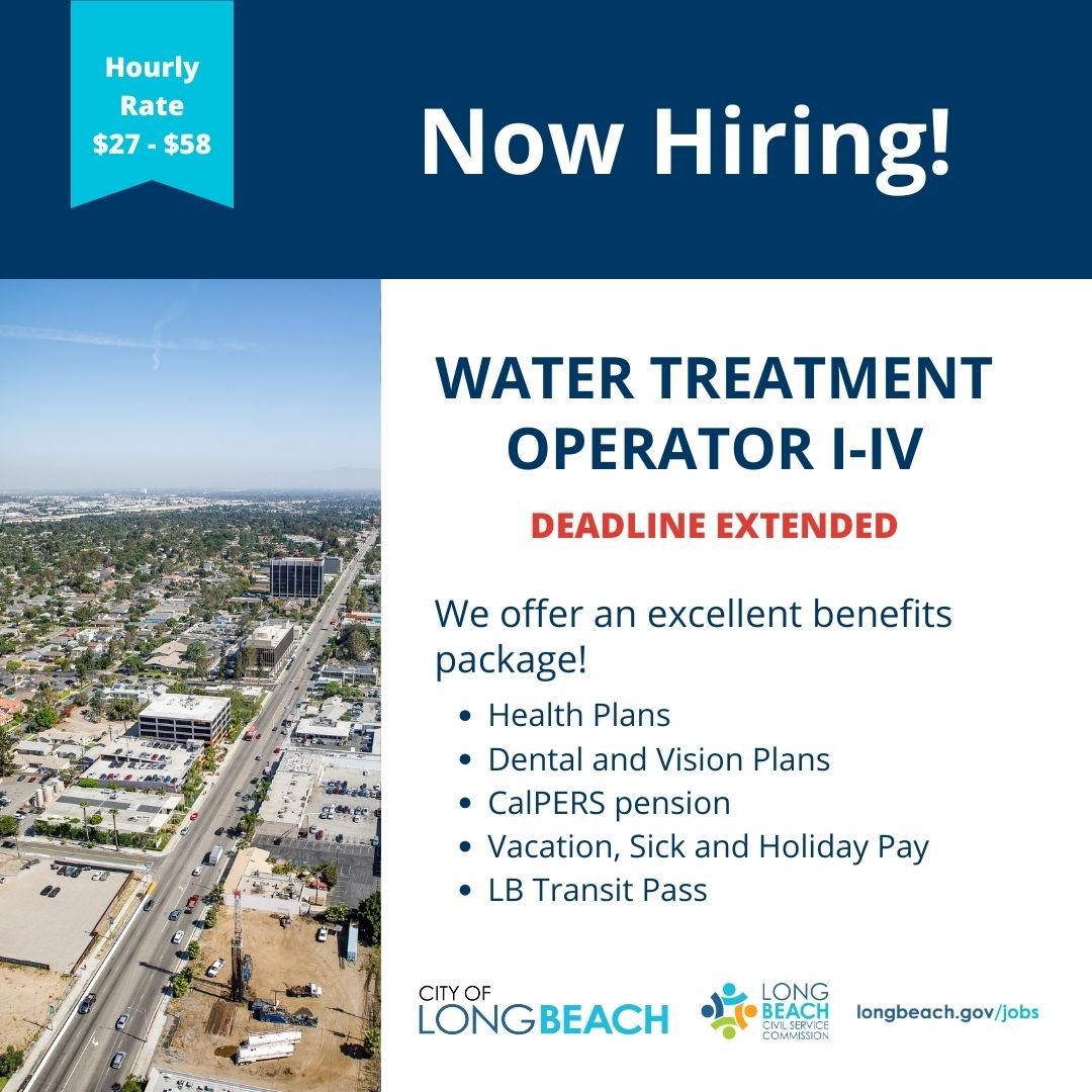 LBCityJobs's tweet image. Make waves in your career as a Water Treatment Operator! 
Join us in ensuring clean and safe water for the community.
 Dive into a role where every drop counts.  

Apply today at longbeach.gov/jobs

 #lbcityjob #waterOperator