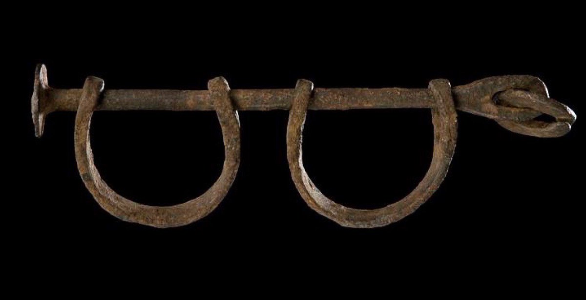 BeschlossDC's tweet photo. Now in Smithsonian, these shackles were once used against enslaved African-American children: https://t.co/INc3xQMMHA