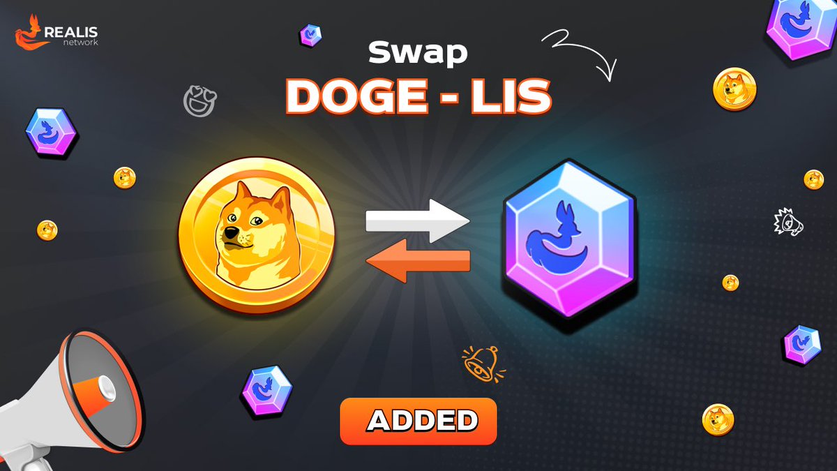 Awesome news for #dogearmy 🐶🤩 Swap $DOGE - $LIS added to Realis Wallet ✓  From now you can transfer #dogecoin from #CryptoDOGE game to Realis Wallet  and then transfer it to $LIS