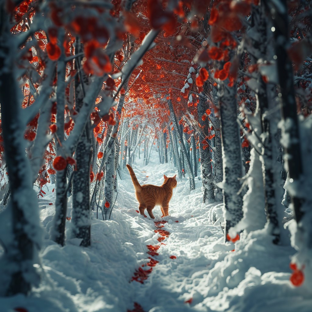 pizzacatnocap's tweet photo. Wrapped up and wandered through an enchanted forest of pepperoni trees. If this isn't a winter fairytale, I don't know what is! 🍕🌲✨ #EnchantedWinter #PizzaCatAdventures #AIDreamscape https://t.co/1NjMLbX4TO