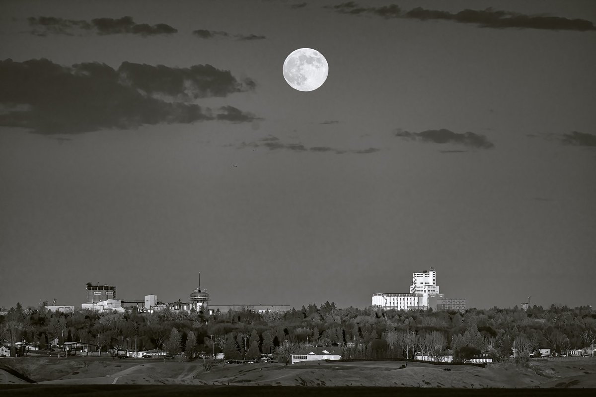 Alberta Grain Terminals dominates the Lethbridge skyline.  Boxing Day 2023.