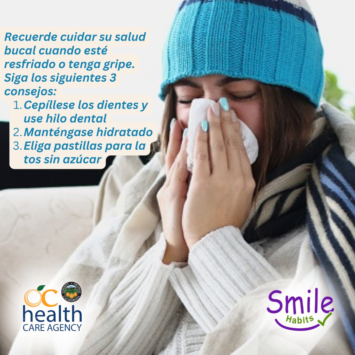 Taking care of your health and body when you have a cold or the flu is a top priority. Caring for your oral health is also important. Learn tips to maintain good oral health when feeling under the weather: ow.ly/1CLG50QjORn Spanish: ow.ly/TH5C50QjORm
