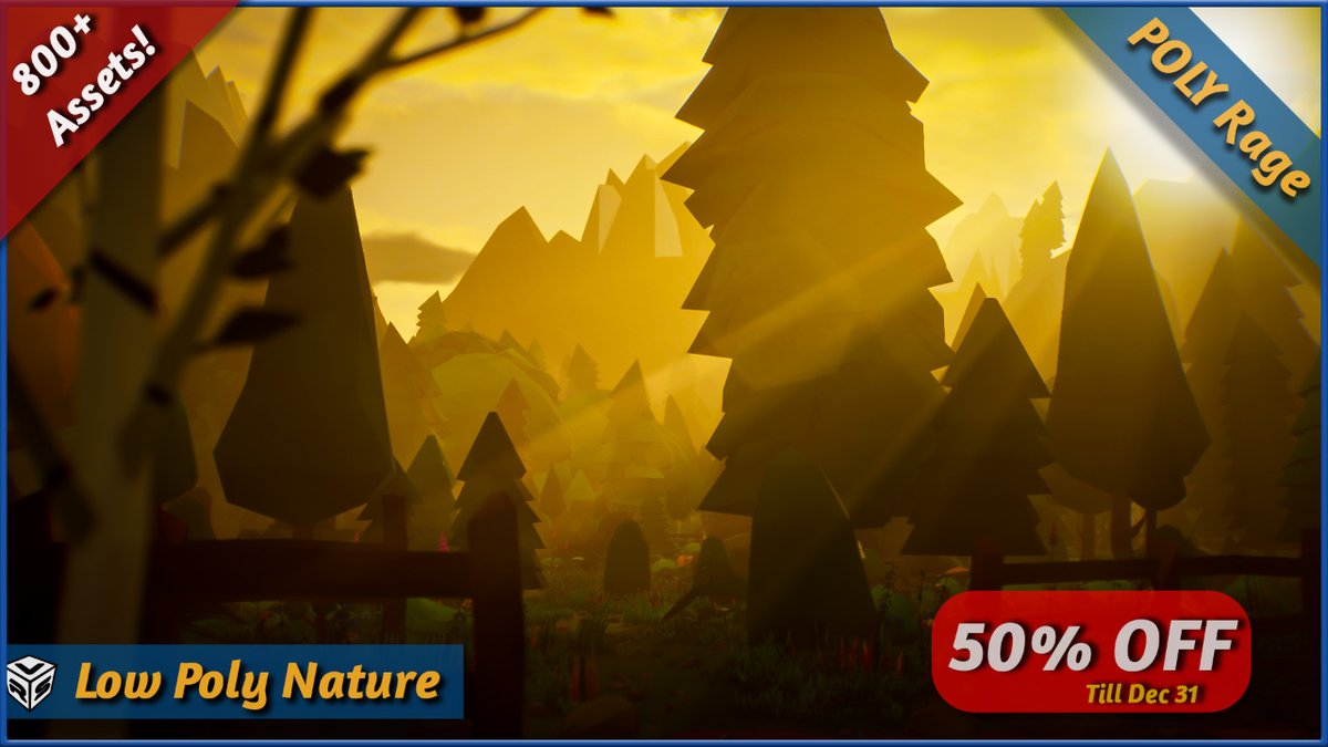 🌄 Bask in the golden hour all day long with our Low Poly Nature pack! Get it for 50% off and create stunning scenes that glow. Sale shines until Dec 31st.

#HolidaySale #lowpoly #indiedev #nature #AssetPack #UnrealEngine #UE5 #UE4 #GameArt