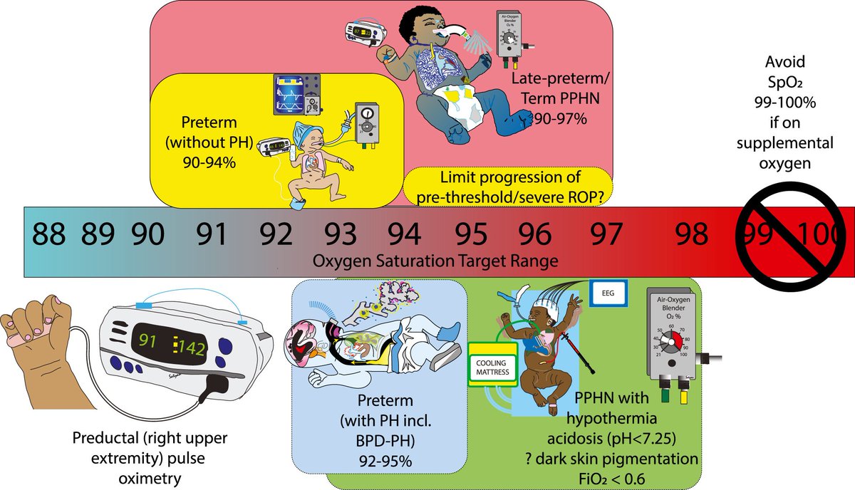 How do you set your alarm limits for oxygen saturation in your NICU? See recommendations and physiology behind these suggestions with #neographics with Dr. Steve Abman in Clinics in Perinatology full text access - authors.elsevier.com/a/1iKf%7ELjtOh… @AAPneonatal @atscommunity @UCDavisHealth