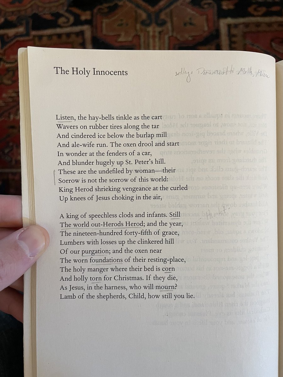 WSBrewbaker's tweet image. a poem by Robert Lowell for today’s Feast of the Holy Innocents—
“Still / The world out-Herods Herod”