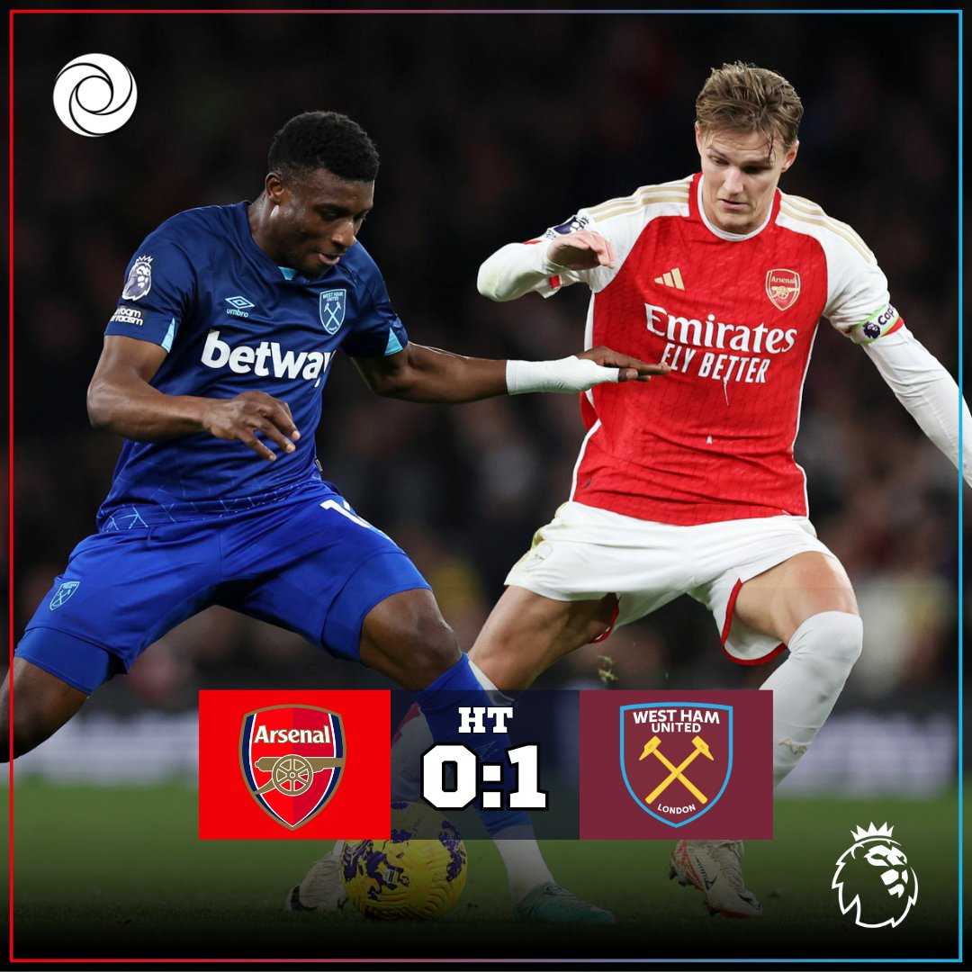 betzuscom's tweet photo. 🎄 Premier League's #FestiveFixtures continue to deliver 🎁 West Ham lead at Emirates Stadium thanks to Souček's Goal ⚽ 

#betzus #betonbetzus #PremierLeague #ARSWHU #Arsenal #WestHam https://t.co/T3emWQQb1y