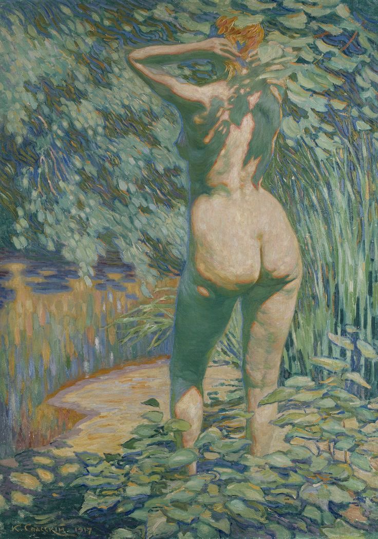 xe0_xeo's tweet photo. Painting by Russian artist Konstantin Spassky titled "Bathing Nude" https://t.co/H3Pk7IGtay