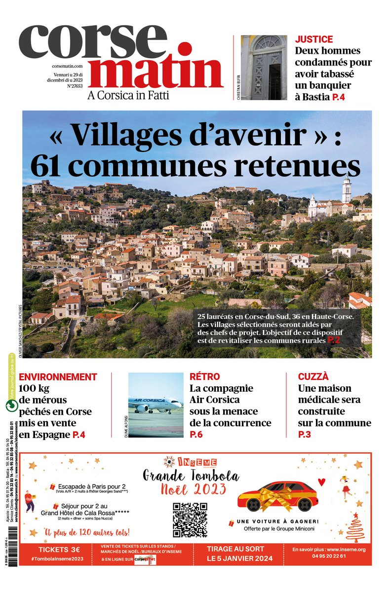 Corse_Matin's tweet photo. A la une de Corse-Matin du vendredi 29 décembre
https://t.co/vwsl5nnMcZ
https://t.co/4yN9WAeJJf https://t.co/yfkOuJ4iq0