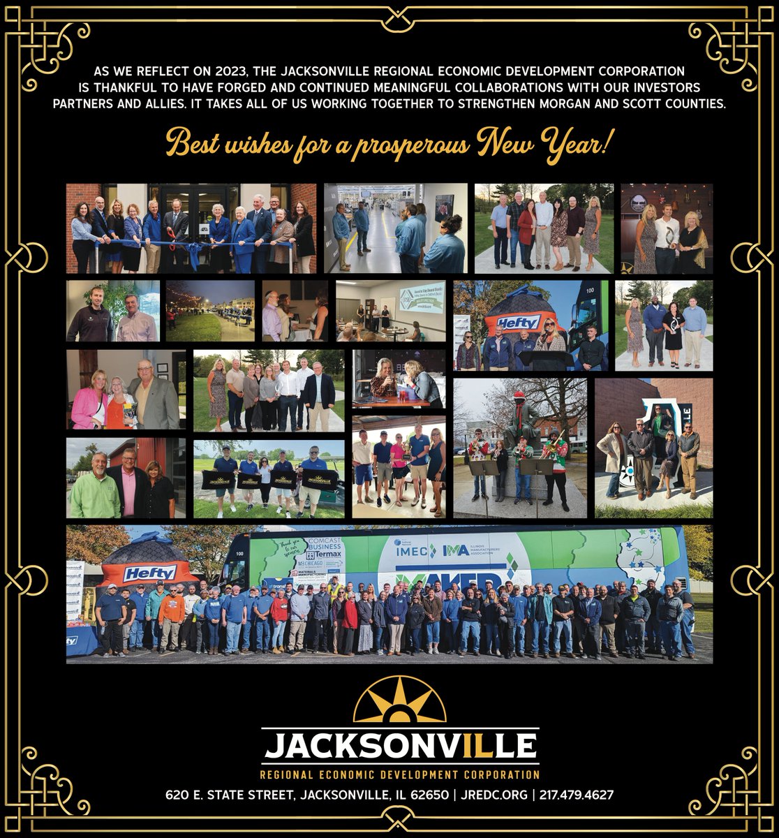 As we reflect on 2023, the JREDC is thankful to have formed and continued meaningful collaborations with our investors, partners & allies. It takes all of us working together to strengthen Morgan and Scott counties.🎉 #HappyNewYear #JacksonvilleIL #morgancountyil #scottcountyil