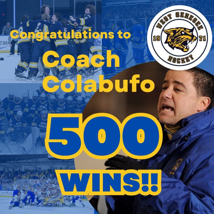 WestGeneseeCSD's tweet photo. WG hockey wins the Wildcat Classic over Suffern 4-2 for Coach Colabufo’s 500th win! Congratulations!! https://t.co/ErHIPM6432