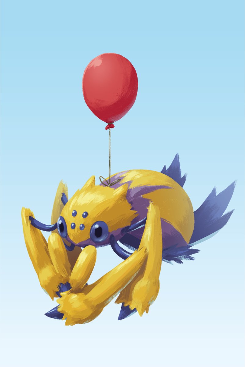 Gave my galvantula (his name is Crispie) an air balloon and I had to draw it because the image wouldn't leave my head. #Pokemon