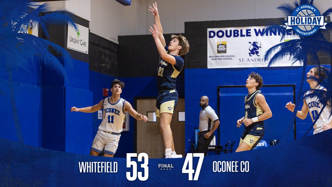 🏀 ST. ANDREW’S INVITATIONAL 🏀

DAY 2 - Game 2

Final:
Whitefield Academy 53
Oconee County 47

@CoachChuck142 
@HHPhoops 
@KRCSHoops 
@mtbethelhoops 
@ochs_hoops 
@RockyRiver_BB 
@SEffBoysBB 
@WAWolfpackMBB 
@walton_boys