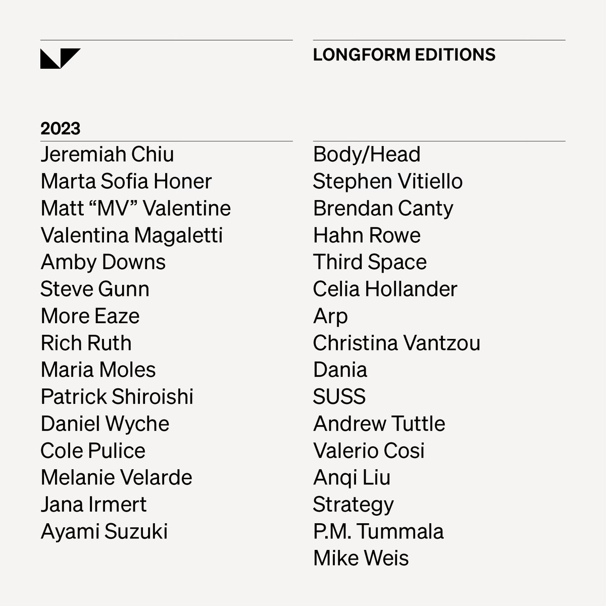Longform Editions 2023: Thank you to all the incredible artists who have gone beyond in search of unique and expansive listening with their work. Thanks to everyone who made time for them and supported us in some way. We return in February. Enjoy the season!