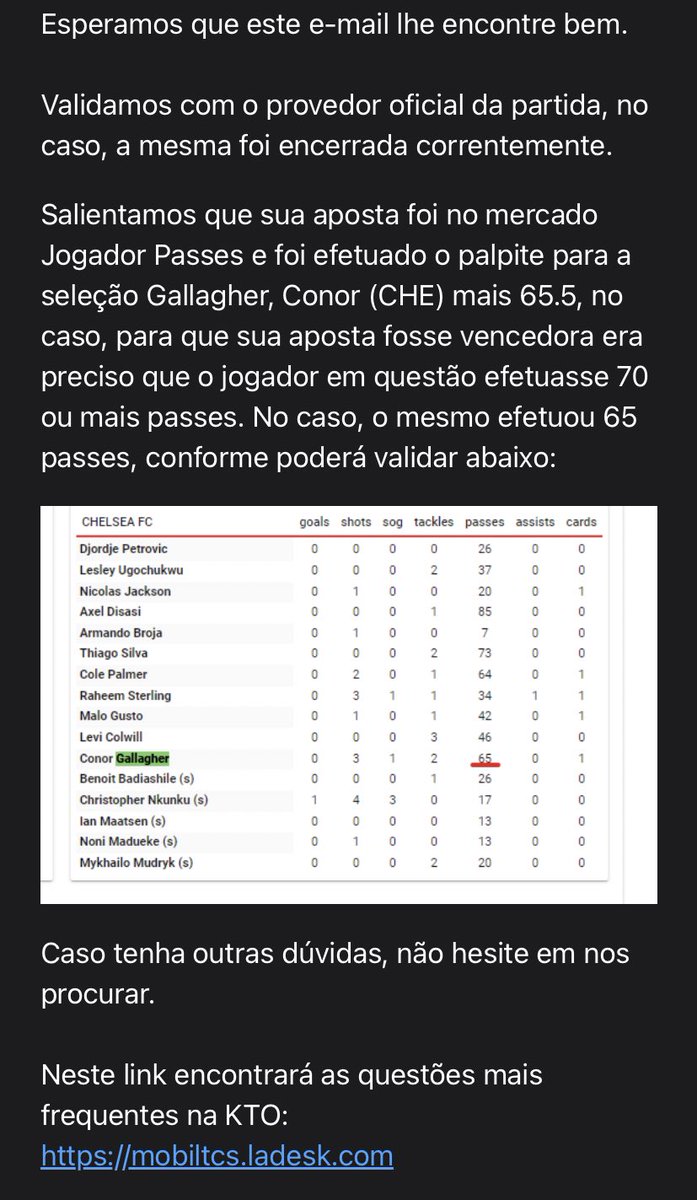 apostandoacasa's tweet photo. @matheusaguiarkb @KTO_brasil conseguiu resolver? porque por aqui a @KTO_brasil também está aprontando… Os passes do Gallagher atualizaram de 65 pra 71 no jogo contra o Wolves mas ela segue inventando desculpas diferentes pra não pagar https://t.co/Ela5EWXbQR