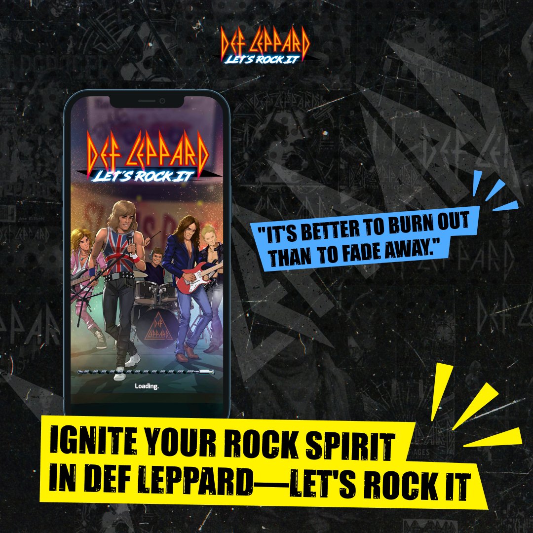 DLletsrockit's tweet photo. "It's better to burn out than to fade away." - Def Leppard 🤘
Ignite your rock spirit in Def Leppard—Let's Rock It. Download now at https://t.co/8WyVqsUyCe and let the flames of music madness begin! 🔥🎸 #RockWisdom #DefLeppard #DefLeppardFan #rock #gamer #match3 #match3game https://t.co/mWEhRPK1Jp