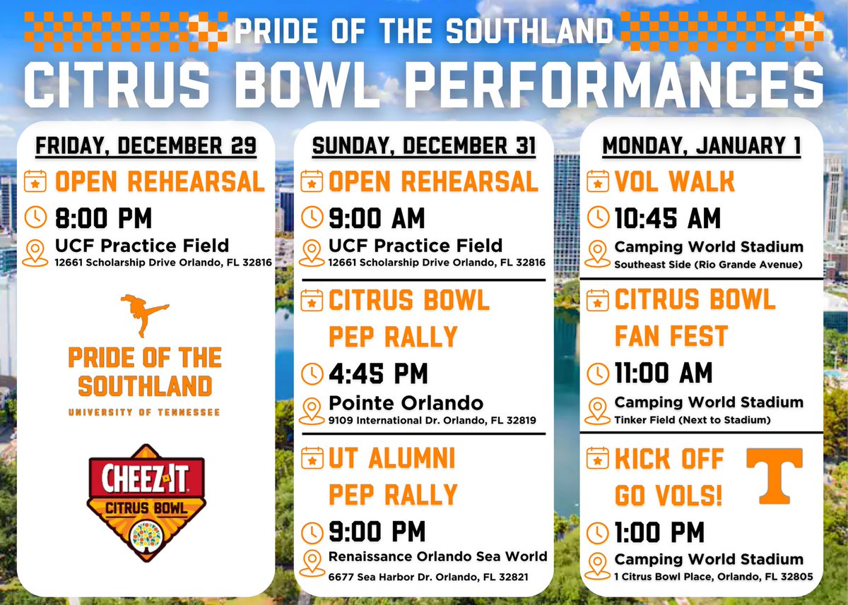 The Pride hits the road tomorrow for Orlando ahead of the @CitrusBowl ! For more information on these events, visit the official Citrus Bowl website at cheezitcitrusbowl.com/events/