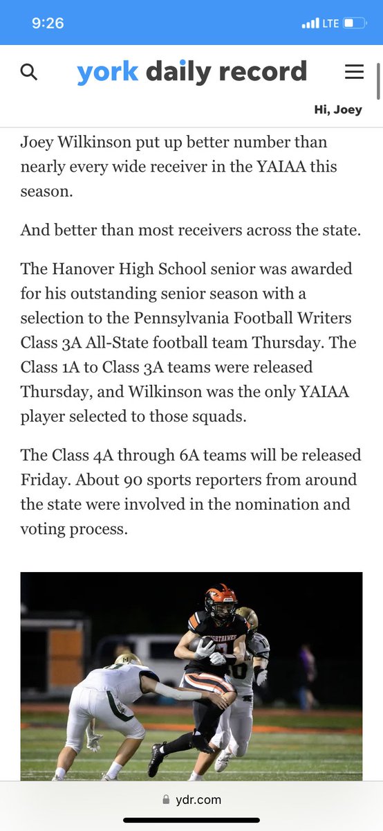 Beyond blessed to be named First Team all State wide receiver.  Thank you to all my teammates and coaches that helped me along my career!!!🖤🧡